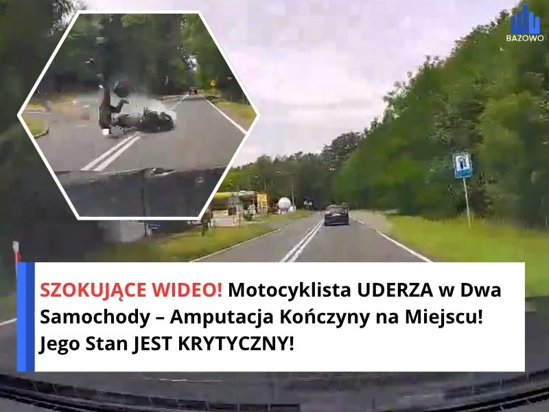 SZOKUJĄCE WIDEO! Motocyklista UDERZA w Dwa Samochody – Amputacja Kończyny na Miejscu! Jego Stan JEST KRYTYCZNY!